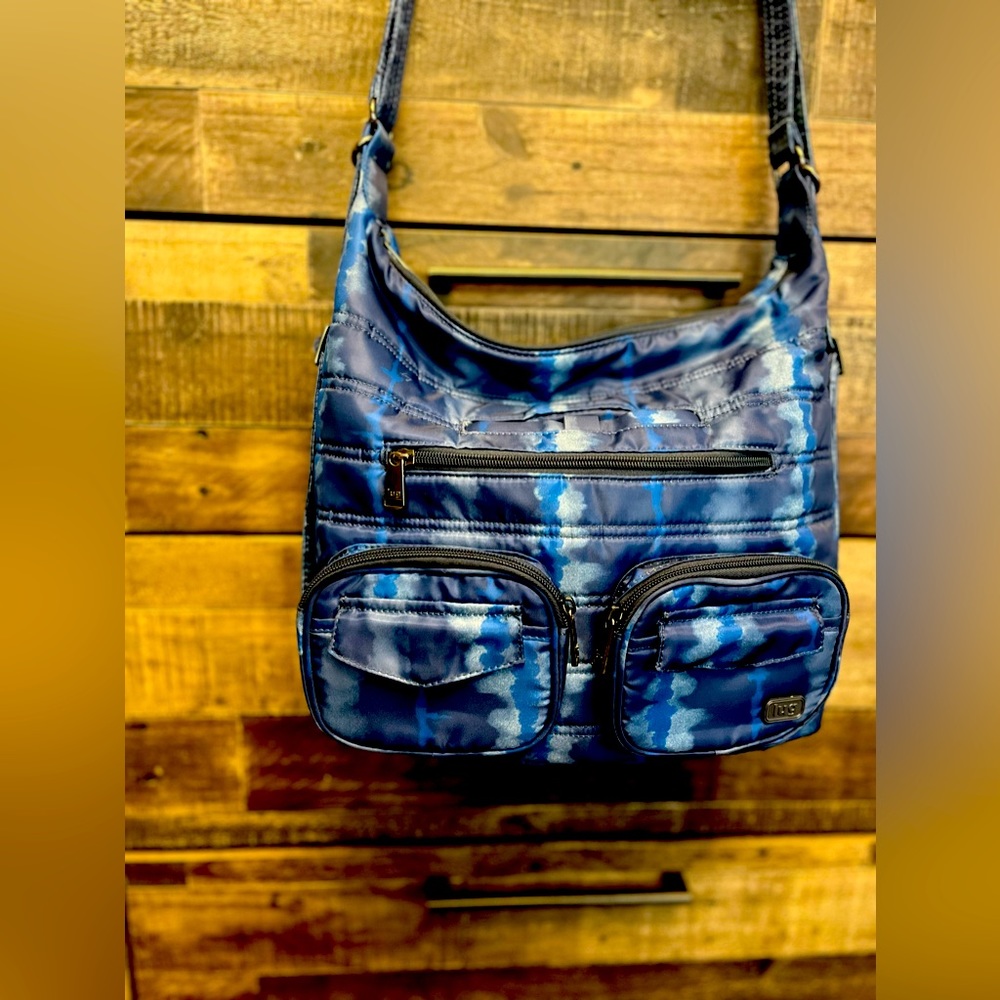 Lug zipliner original convertible shoulder bag,/backpack in Shibori blue